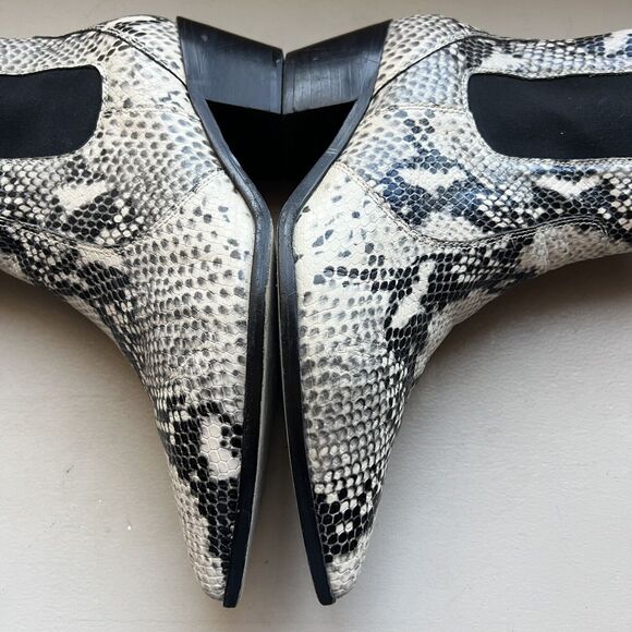 Paige Willa Cream & Black Snake Skin Print Leather Western Cowgirl Ankle Boot 9 - Picture 7 of 16